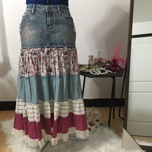 Candies patchwork and rhinestone layered skirt